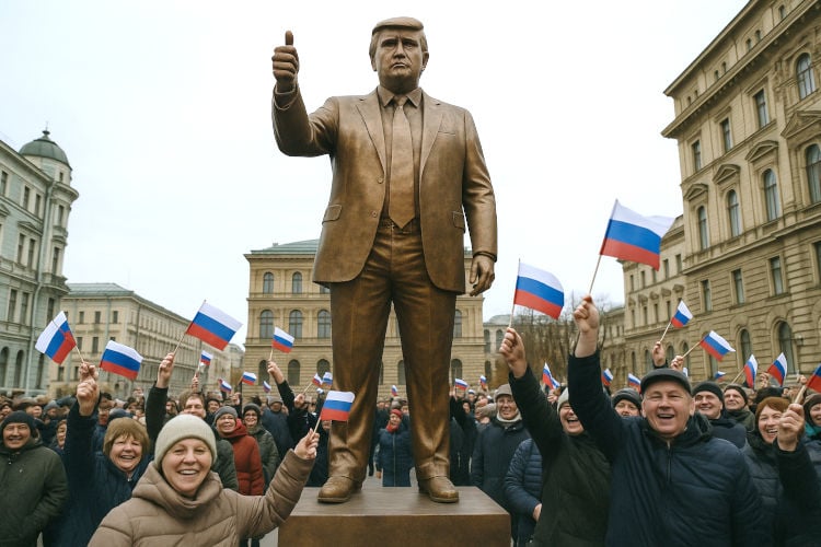 Trump-standbeeld in Moskou onthuld