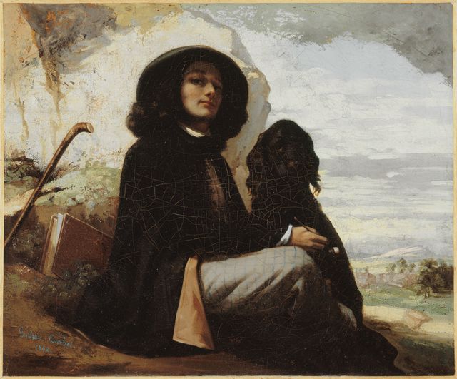 Gustave Courbet , ‘Zelfportret met zwarte hond’, 1842.