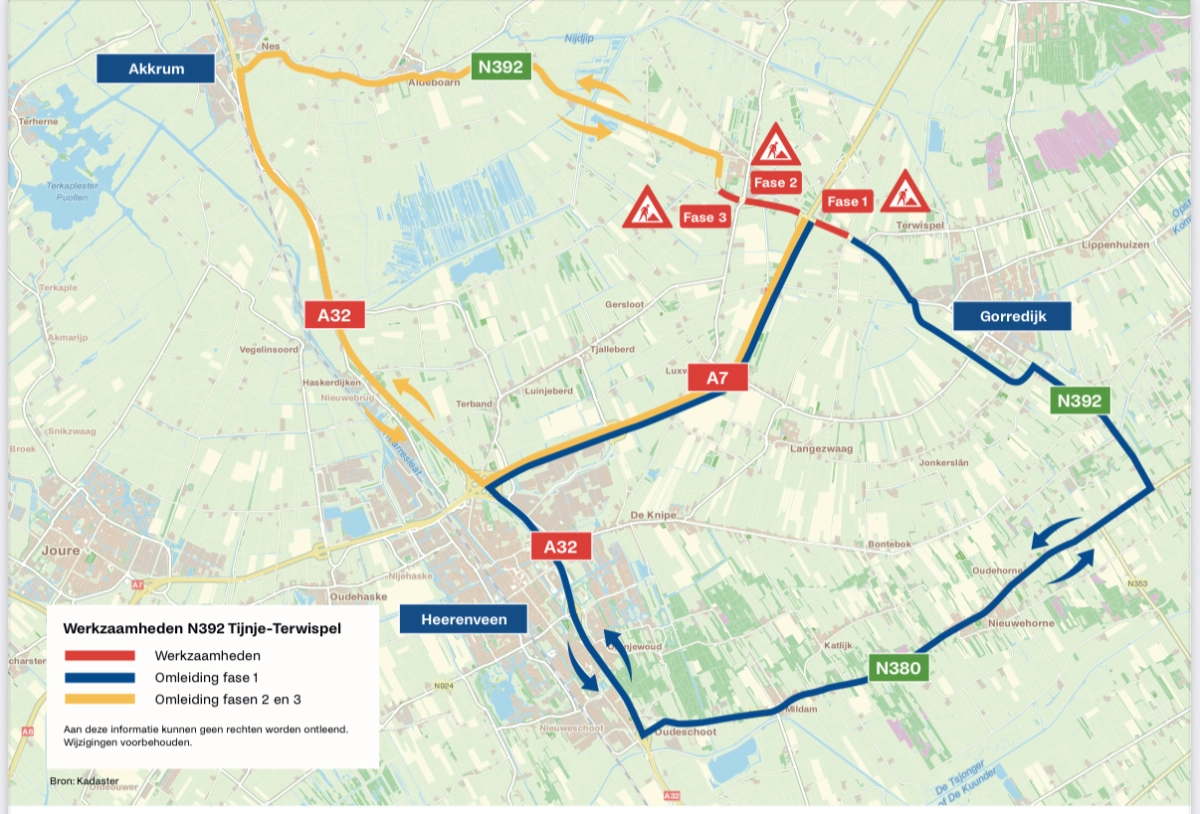Provincie Fryslân verwijdert oude bomen langs N392