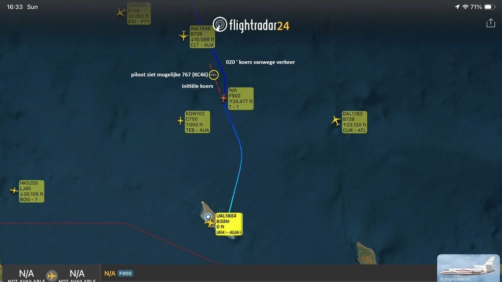 Tweede bijna-botsing met militair tankvliegtuig boven Curaçao