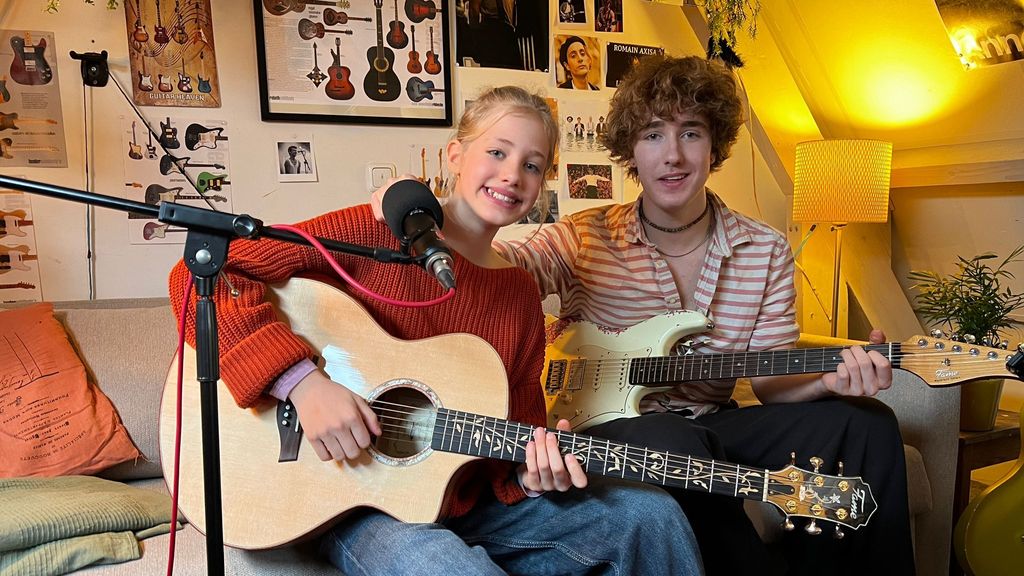 Liv (12) en haar broer Lou ineens ontdekt: 'Muziek komt recht uit het hart' - NOS Jeugdjournaal