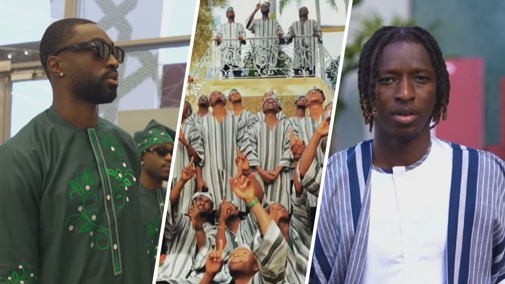 Voetballers komen in traditionele kleding naar Afrika Cup - NOS Jeugdjournaal