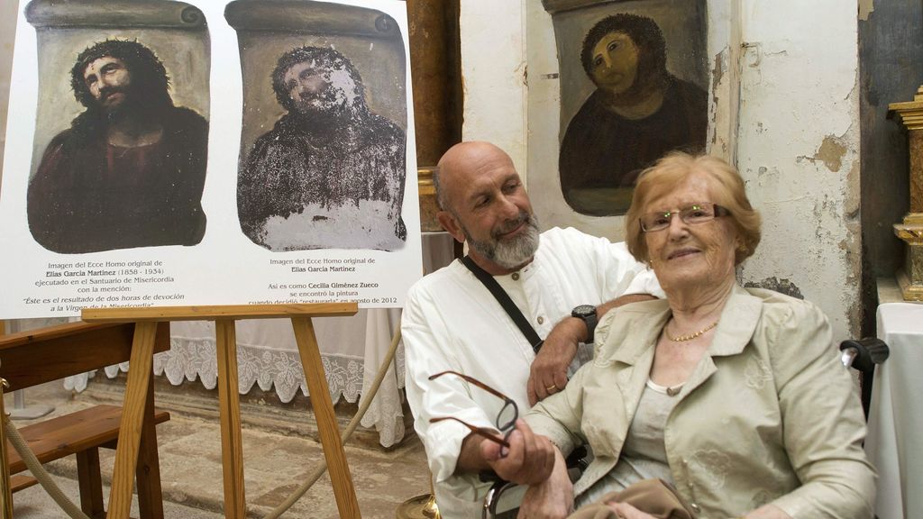 Amateurschilder overleden die restauratie fresco Jezus verknalde