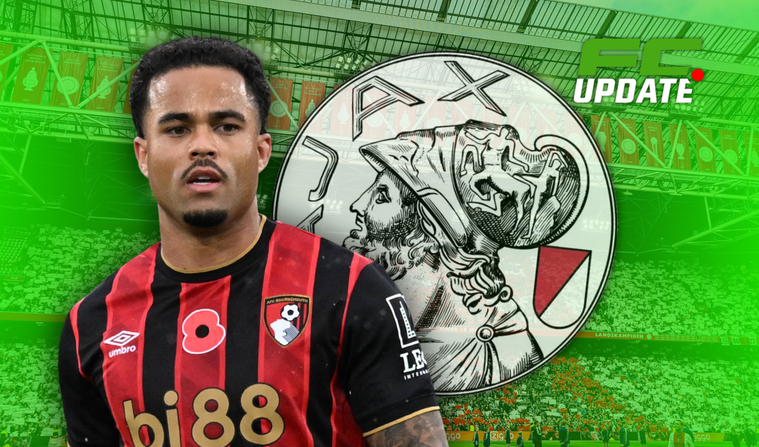 Justin Kluivert van Bournemouth met Ajax-logo