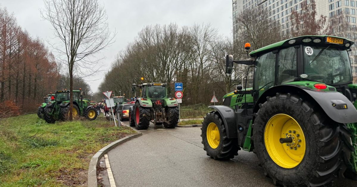 Ruim honderd boeren met tientallen tractoren protesteren bij Utrechts provinciehuis - RTV Utrecht