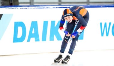 Sanne in ’t Hof wint de 5000 meter in de B-groep.