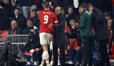 Luuk de Jong en Peter Bosz in hun gezamenlijke tijd bij PSV.