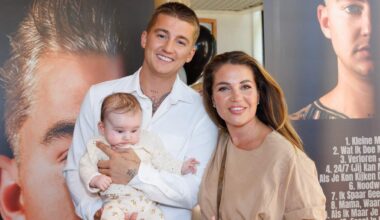 Mart Hoogkamer met partner Jennifer van Ooijen en dochtertje Logan Nová.