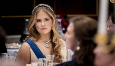 Prinses Amalia steelt de show bij staatsbanket met diepe V-halsjurk