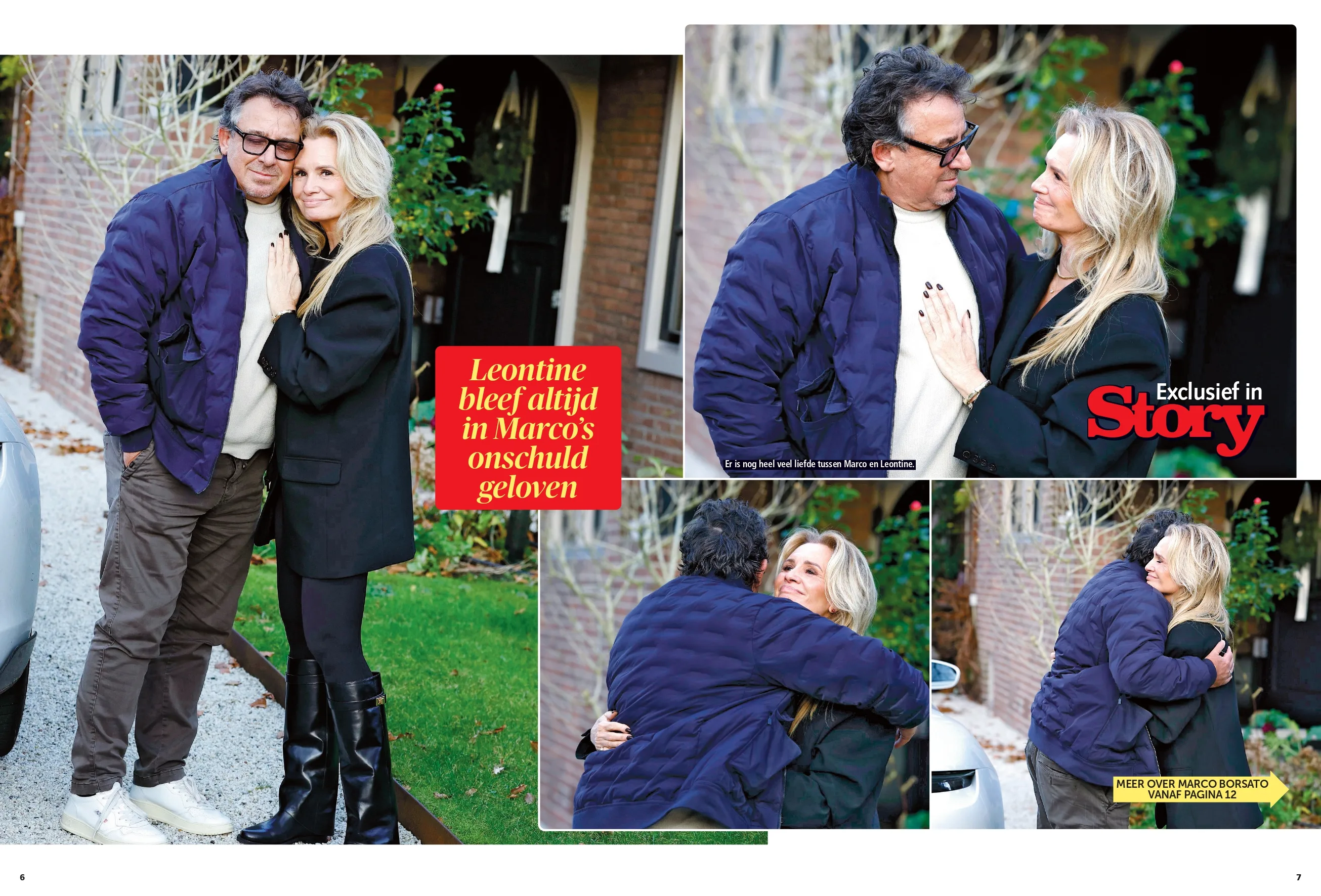 Marco Borsato en Leontine Ruiters vallen elkaar liefdevol in de armen na zijn vonnis (Edwin Smulders)