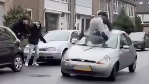 Stunt met sprong over auto in Blerick gaat mis, jongen gewond