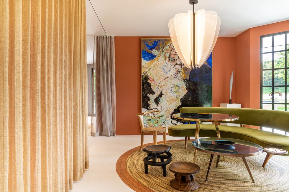 living area in a poolhouse