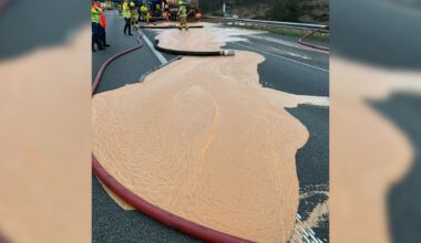 Vieze smurrie op de weg: gistend supermarktafval zorgt voor file - Omroep Gelderland