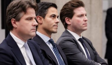 Henri Bontenbal (CDA) en Rob Jetten (D66) tijdens de presentatie van het tussentijds verslag