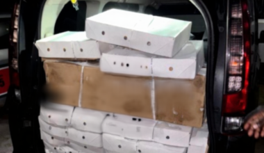 twee mannen en vrouw in de kraag gevat