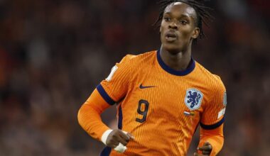 Emmanuel Emegha in actie tegen Litouwen.