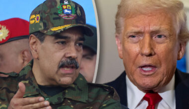 President Donald Trump komt maandag met zijn kernkabinet en zijn nationale veiligheidsteam bijeen om de volgende stappen tegen Venezuela te bespreken. Links de Venezolaanse president Nicolás Maduro.