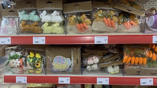 Het is kerst, maar bij Wibra liggen de schappen al vol met paasartikelen