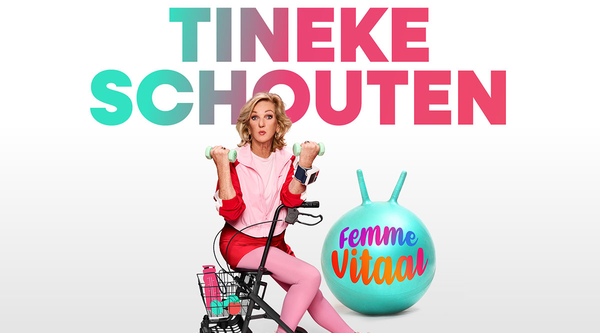 De poster van de voorstelling Femme Vitaal van Tineke Schouten.