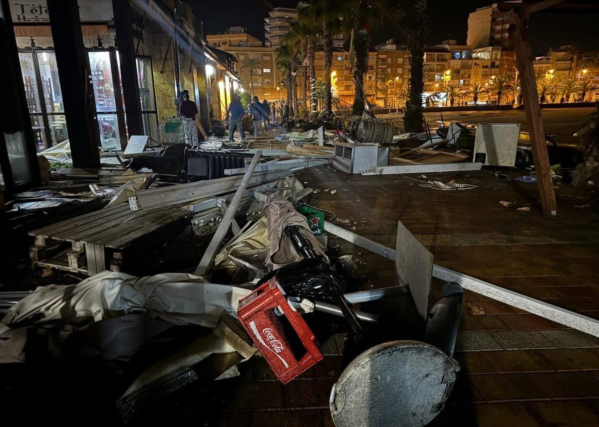 Veel schade na waterhozen in Mazarrón en omgeving