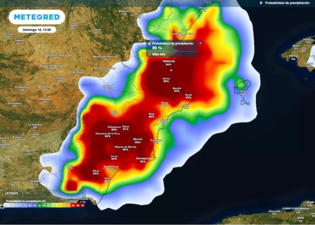Code rood voor Valencia en Almería wegens overstromingsgevaar