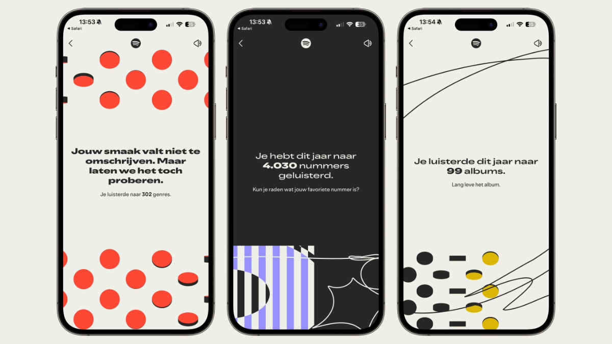 Drie iPhones met Spotify Wrapped