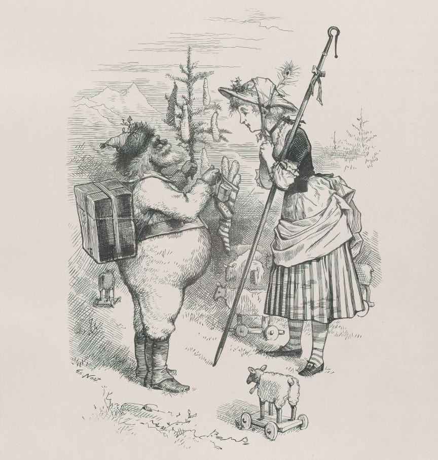 thomas nast schetste santa als iemand die veel kleiner was dan een volwassene