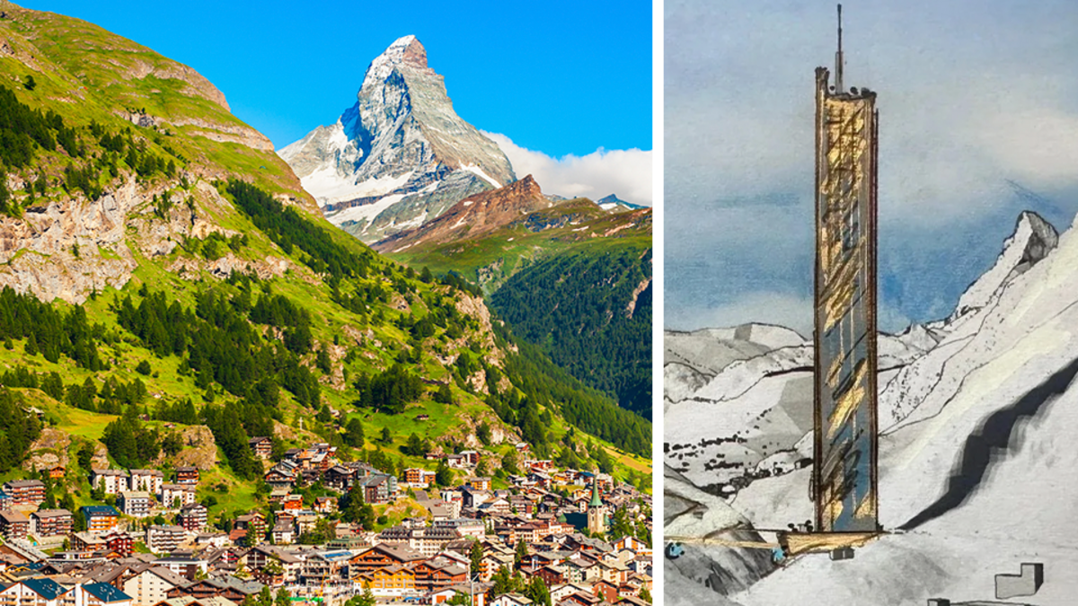 Een architect wil nabij Zermatt de hoogste wolkenkrabber van Zwitserland bouwen.