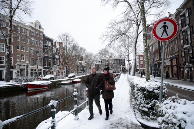 Amsterdam in de sneeuw. 