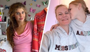 Annemijn (links) maakte truien en knuffels voor Patricia (midden) en Jaimy-Linn (rechts) ter herinnering van man en vader Arthur