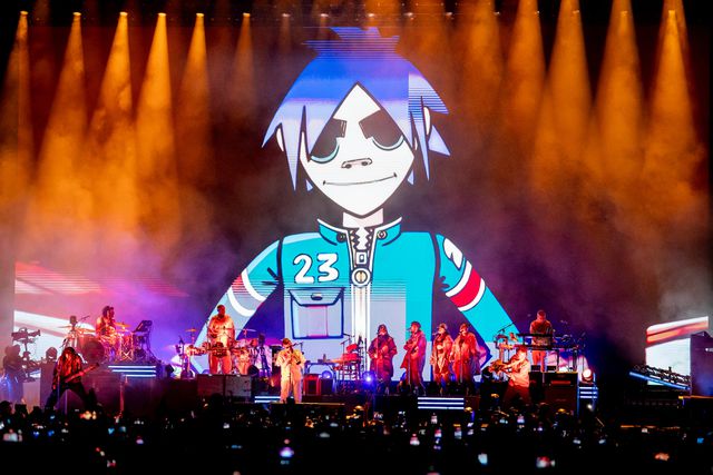 Gorillaz  tijdens het Pulse of Gaia Festival in Madrid op 20 september 2025. 