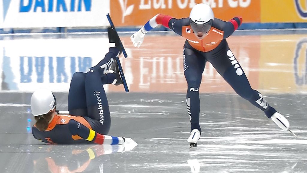 Nederlandse teamsprintsters grijpen naast EK-medaille door valpartij Grevelt
