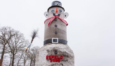 Nieuwe mega-sneeuwpop in Espelo is de hoogste van Nederland