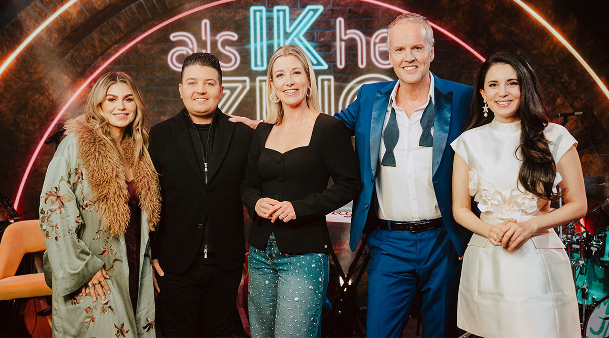Roxeanne Hazes, Marco Schuitmaker, Carrie ten Napel, Remco Veldhuis en Karsu in Als IK het zing.