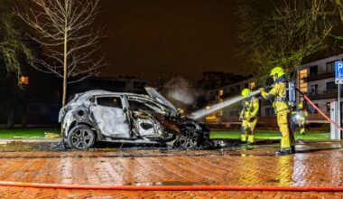 Auto over de kop • auto belandt in sloot