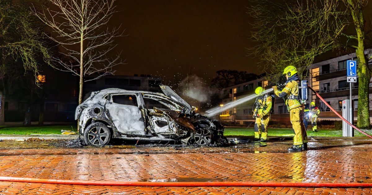 Auto over de kop • auto belandt in sloot