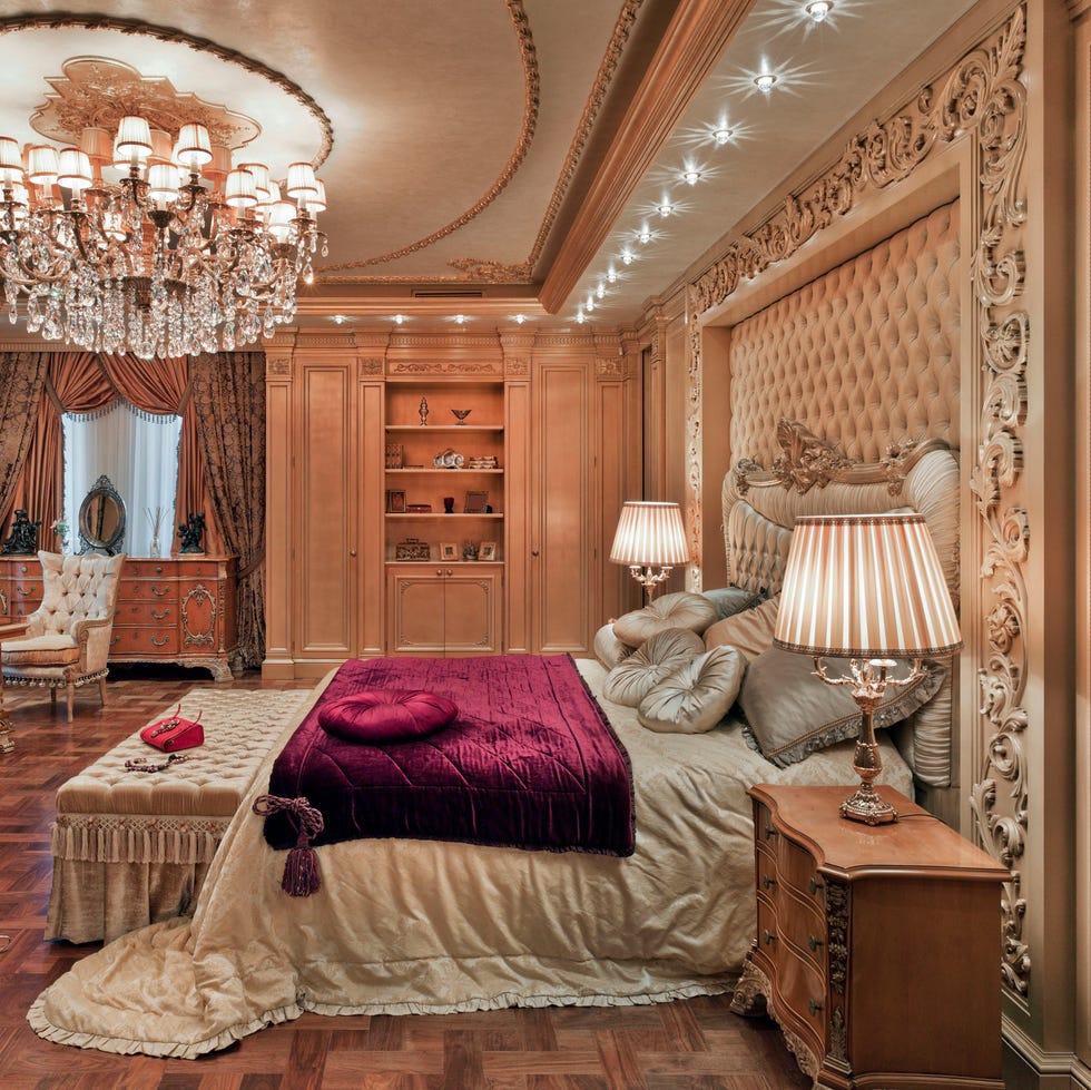 Golden luxury bedroom in a private house golden luxury bedroom in a private house