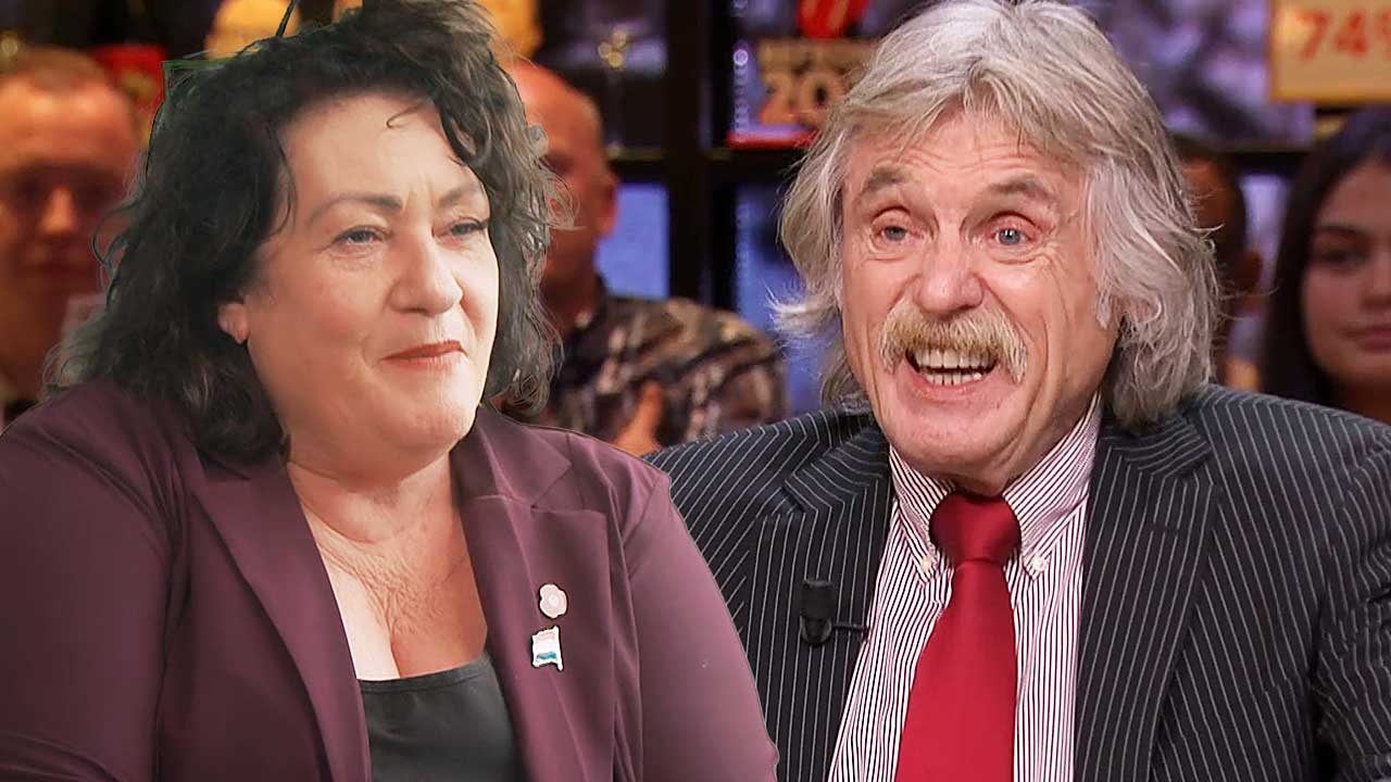 Caroline van der Plas en Johan Derksen