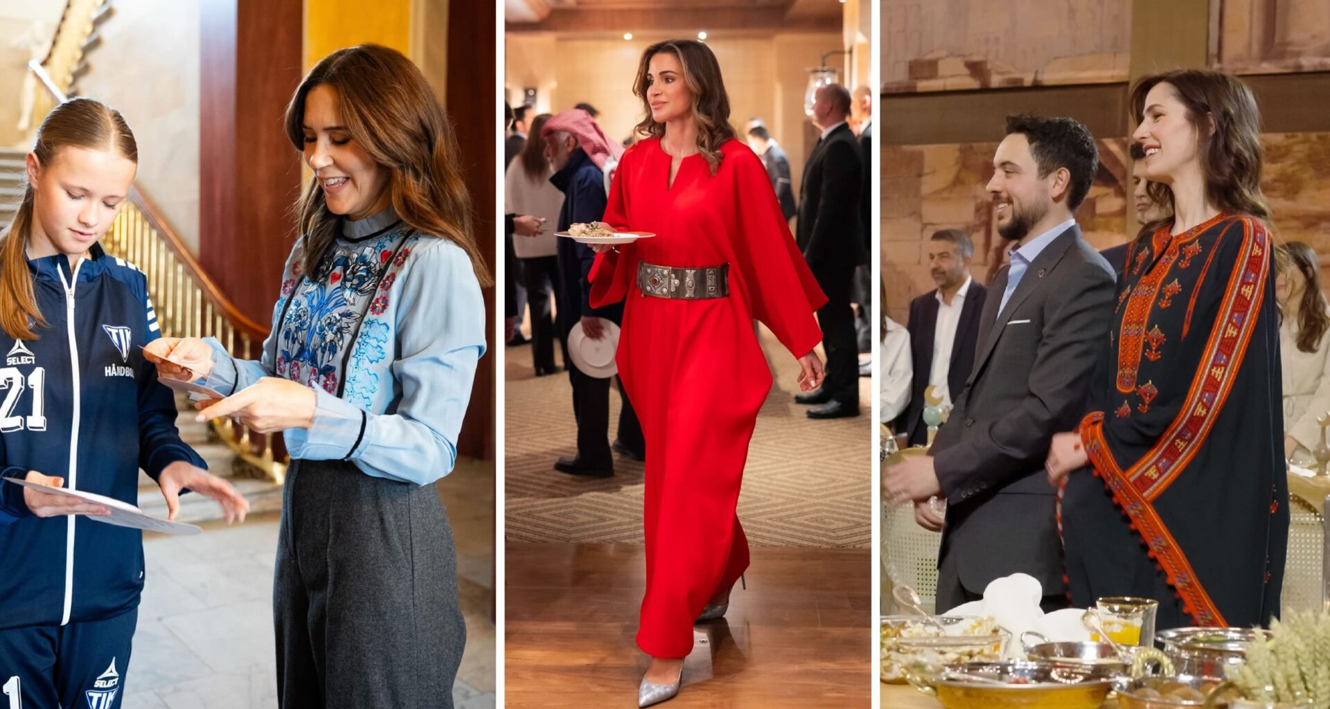 Rania en Rajwa bij iftar met familie, Mary draagt bijzondere blouse