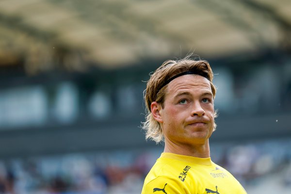 Hamar 20250803. 
Bodø/Glimts Patrick Berg under eliteseriekampen i fotball mellom HamKam og Bodø/Glimt på Briskeby stadion.
Foto: Jonas Been Henriksen / NTB
