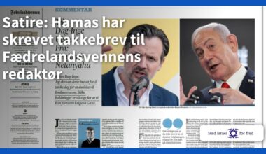 Satire: Hamas har skrevet takkebrev til Fædrelandsvennens redaktør