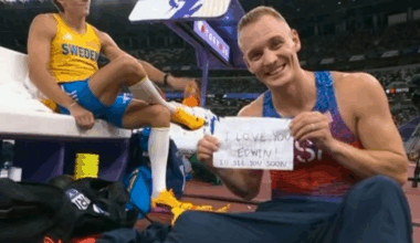 Sam Kendricks viste frem en håndskrevet lapp i finalen