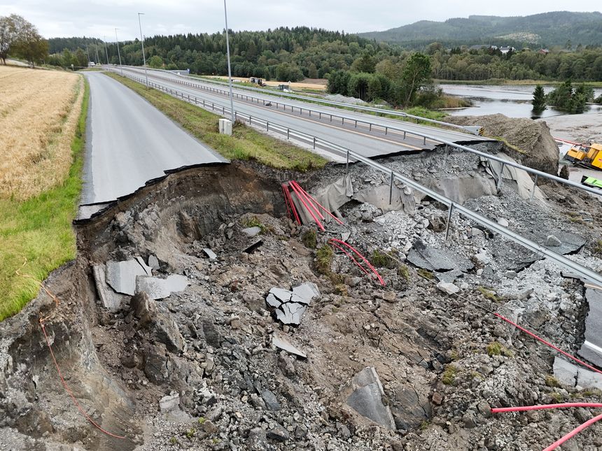Trøndelag politidistrikt har startet etterforskning av kvikkleireraset i Levanger. Foto:  Arash A. Nejad