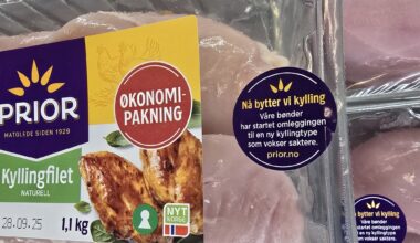 Saktevoksende kylling, Prior | Prior reklamerer for saktevoksende kylling – fire av fem pakker er fortsatt den gamle typen