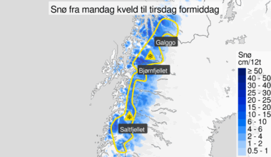 Meterologisk institutt, Vær | Vinteren banker på døra: Snø på Saltfjellet – men fortsatt mildt på Helgeland