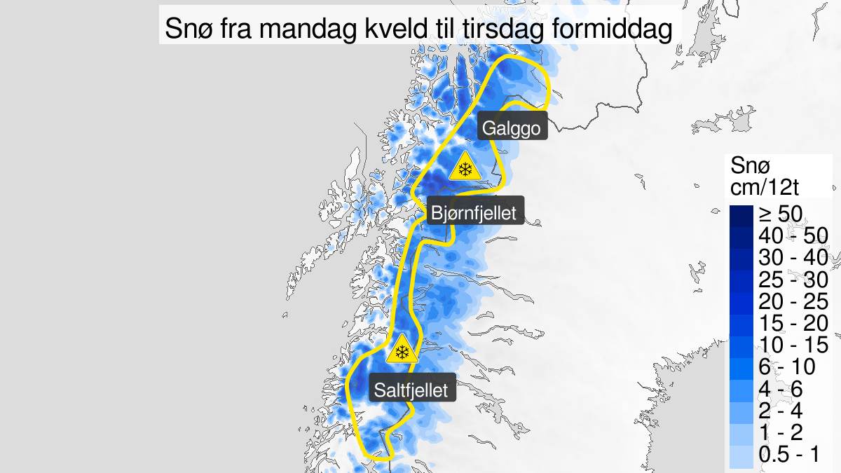 Meterologisk institutt, Vær | Vinteren banker på døra: Snø på Saltfjellet – men fortsatt mildt på Helgeland