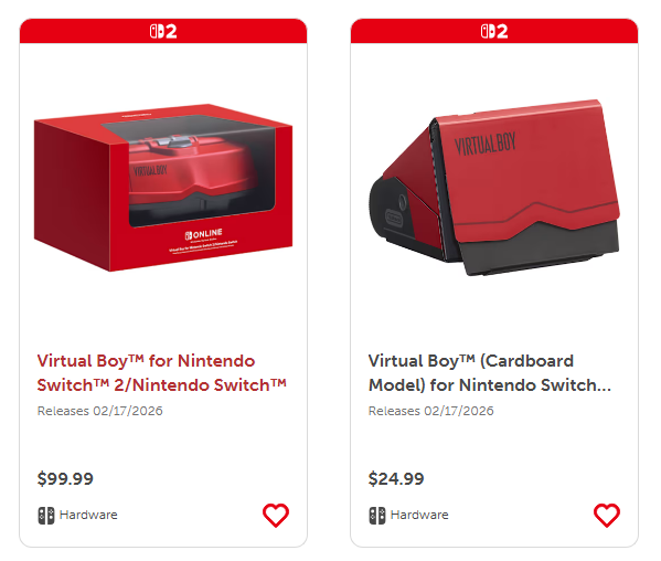 Nintendos Virtual Boy-tillegg vil koste 100 dollar -
