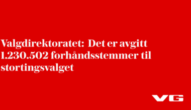 Det er avgitt 1.230.502 forhåndsstemmer til stortingsvalget
