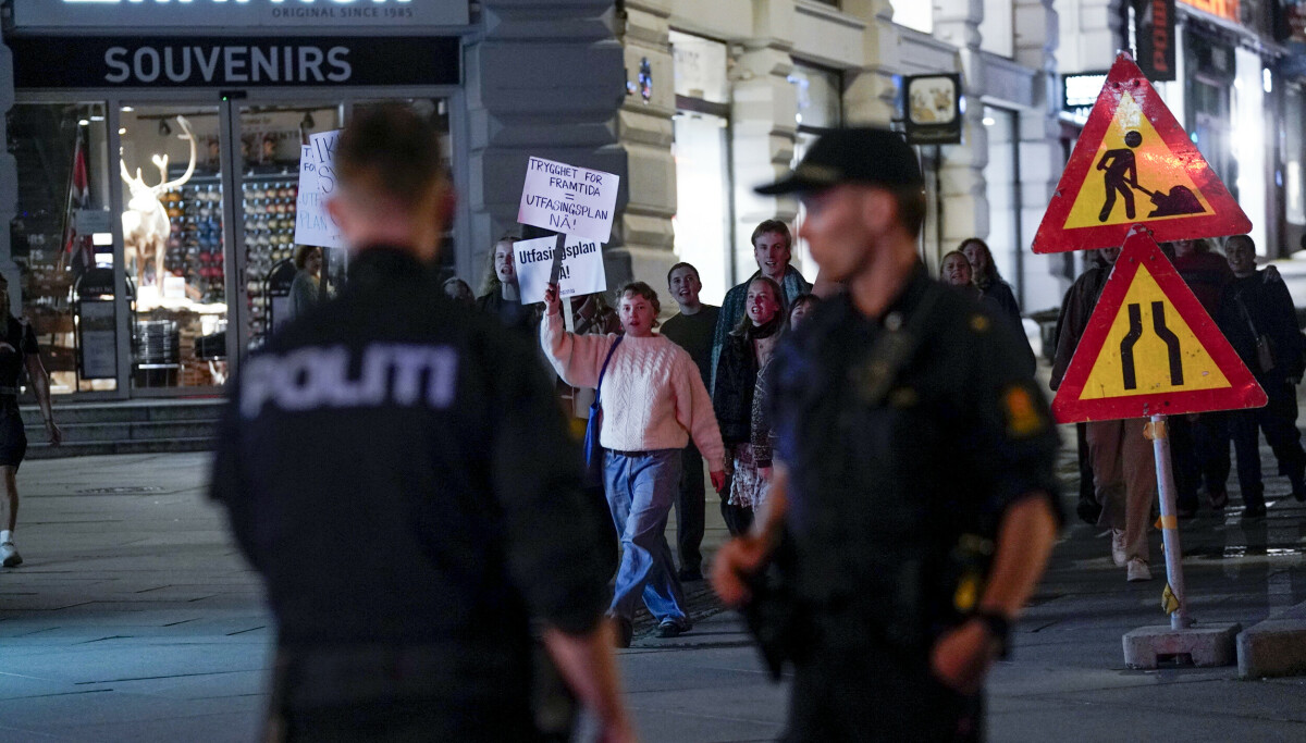 Demonstrerer ved Stortinget