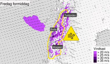 Trafikkmeldinger, Farevarsel | Farevarsel: Advarer om kraftige vindkast på fredag